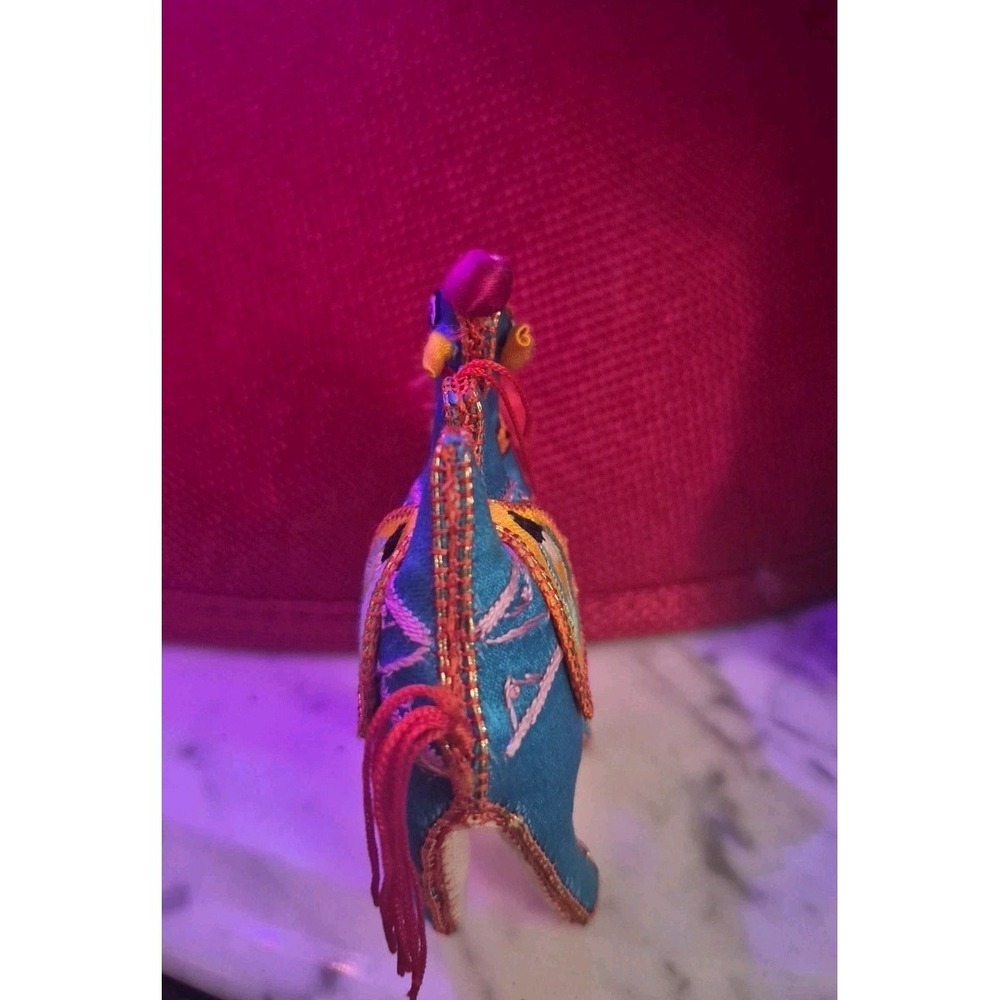 Vintage Chinese Silk Satin Embroidered Fabric‎ Standing Blue Camel Figurine 3" - Picture 2 of 5